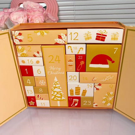 Orangefarbener Überraschungs-Adventskalender für das neue Jahr 2025